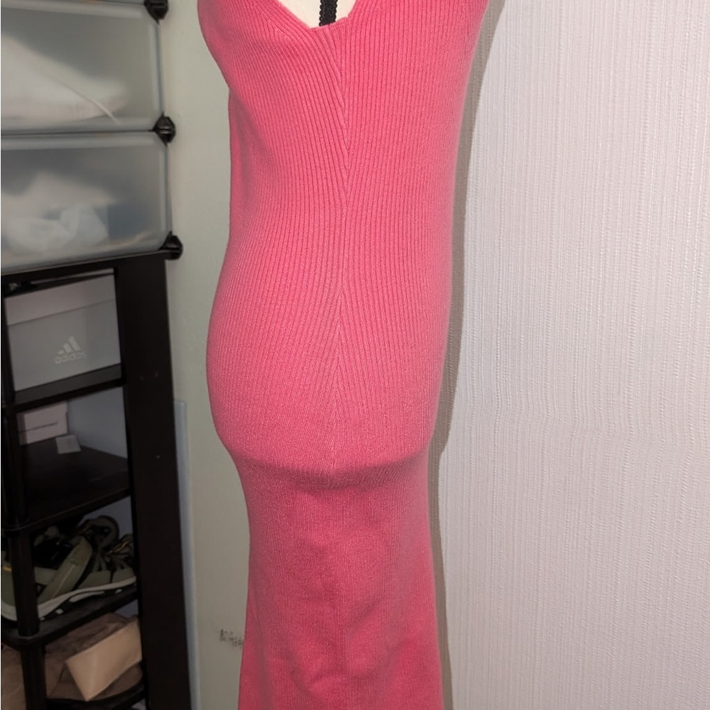 Pink Ribbed Bodycon Dress - Picture 2 of 4